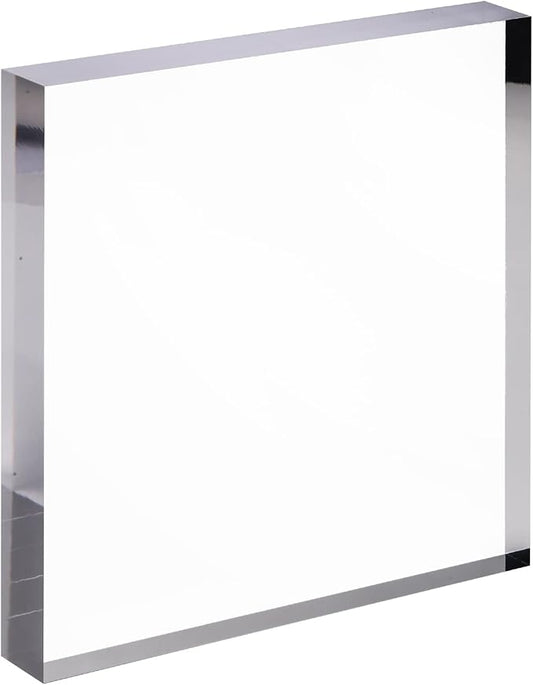 CiaoHER 1in Thickness 8in Square Acrylic Cube Display Block Clear Polished Pedestal Stand Riser Solid Base 8" x 8" x 1", 1 Pack