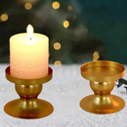 Gold Votive Candle Holders Brass Candlestick Holders Vintage Φ6cm/2.36in Pillar Candle Holder Tealight Holder for Table Centerpiece Wedding Christmas Birthday Party Decoration