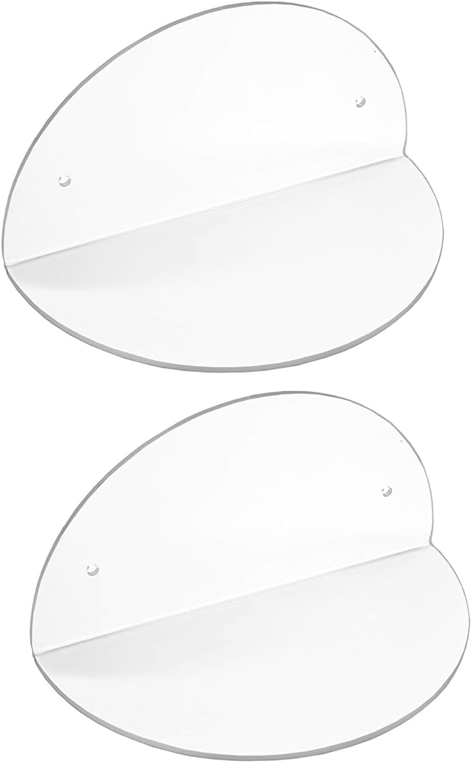 ROYALITA Small Acrylic Shelves Room Decor Floating Shelves (2-Pack, 8-inch Diameter) - Wall Mounted Display Stand for Plants, Toys, Makeup, and More - Ideal for Home and Office, Clear