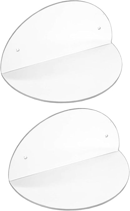 ROYALITA Small Acrylic Shelves Room Decor Floating Shelves (2-Pack, 8-inch Diameter) - Wall Mounted Display Stand for Plants, Toys, Makeup, and More - Ideal for Home and Office, Clear