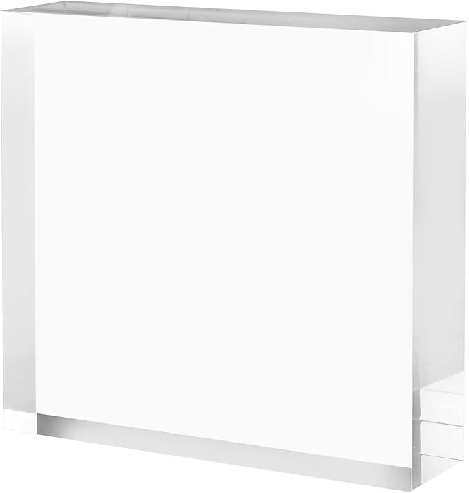 CiaoHER 2in Thickness Solid Acrylic Cube Display Block Clear Polished Pedestal Stand Riser Solid Base 2'' x 10" x 10", 1 Pack