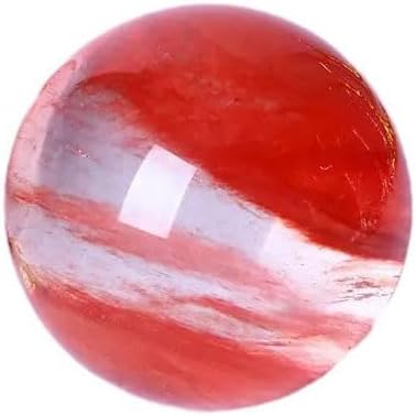 Natural Red Melting Healing Crystal Gemstone Sphere Ball for Reiki Balancing Meditation Energy Home and Office Decoration (7cm, Artificial Crystal)