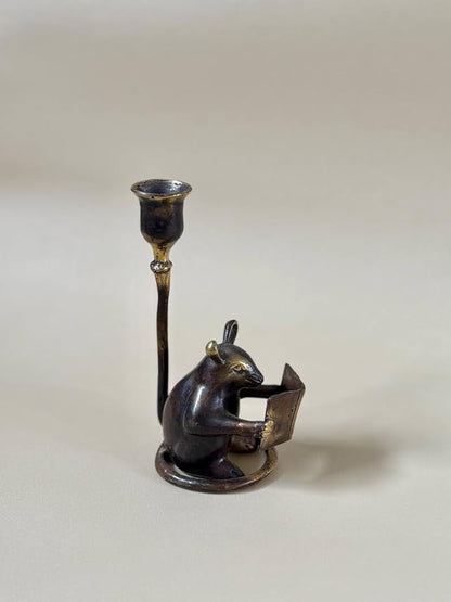 Vintage Brass Mouse Candleholder Antique Patina Taper Candle Holder mice Antique Home Decor Gift for Friend