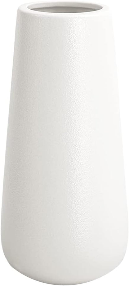 11 Inch Tall Matt White Ceramic Vase for Flowers & Pampas Grass, Classic Rustic Style Decorative Vases for Home Decor Table Centerpieces