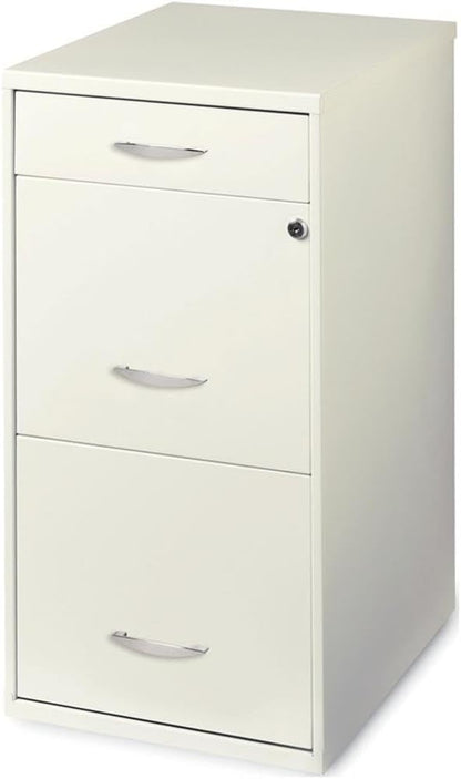 Scranton & Co 3-Drawer Contemporary Metal Filing Cabinet in Pearl White