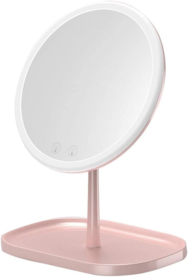 Professional Lighted Makeup Mirror Tabletop Mirror 9 Inch Freestanding Mirror with Pedestal for Makeup Swivel Cosmetic Mirror Portable High Definition Cosmetic LED Vanity Mirror