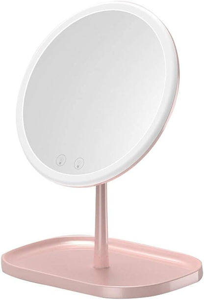 Professional Lighted Makeup Mirror Tabletop Mirror 9 Inch Freestanding Mirror with Pedestal for Makeup Swivel Cosmetic Mirror Portable High Definition Cosmetic LED Vanity Mirror