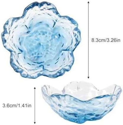 Small Blue Key Bowl Flower Glass Jewelry Dish Aesthetic Trinket Tray Engagement Wedding Ring Holder Plate Room Decor Dish Organizing Necklace Earrings