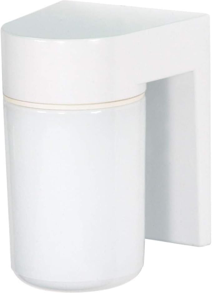 Nuvo Lighting SF77/530 Utility Fixture Die Cast Aluminum Durable Outdoor Wall Mount Porch and Patio Light with White Glass Cylinder, White