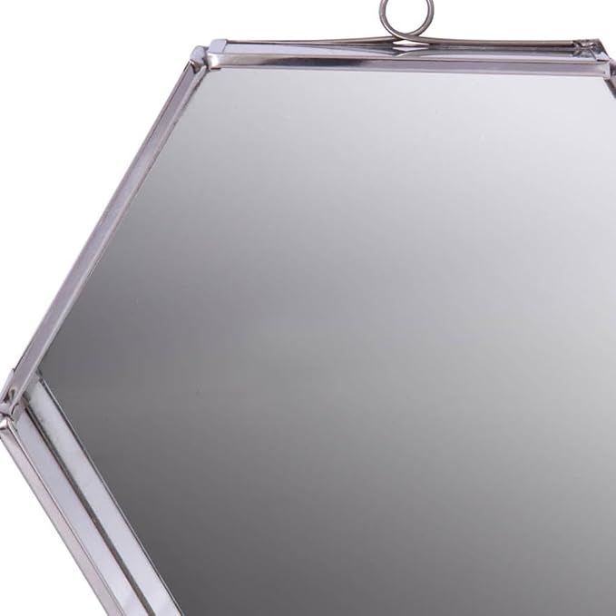 HomeRoots 8" Silver Hexagon Steel Framed Accent Mirror