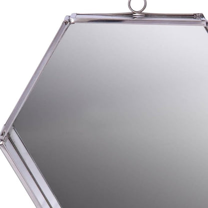 HomeRoots 8" Silver Hexagon Steel Framed Accent Mirror