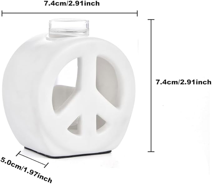 ORGJ Propagation Vase for Plants with Glass Tubes - Dual Function Ceramic Hydroponic Planter & Reed Diffuser, Peace Design Propagation Station
