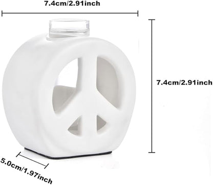 ORGJ Propagation Vase for Plants with Glass Tubes - Dual Function Ceramic Hydroponic Planter & Reed Diffuser, Peace Design Propagation Station