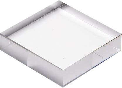 CiaoHER 1in Thickness 4in Square Acrylic Cube Display Block Clear Polished Pedestal Stand Riser Solid Base 4" x 4" x 1", 1 Pack