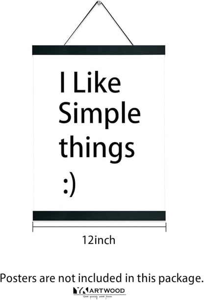 4 Pack Magnetic Poster Hanger Frame 12 inch Black- 12x16 12x18 12x20 12x24 Poster Frame for Wall Art Pictures Photos Prints Maps Diamond Art Painting