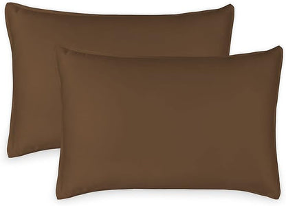 Queen Pillowcases by Pure Bamboo, Genuine 100% Organic Viscose Derived from Bamboo, Luxuriously Soft & Cooling, Double Stitching, Envelope Closure (2 Queen Pillowcases, Coconut Husk)