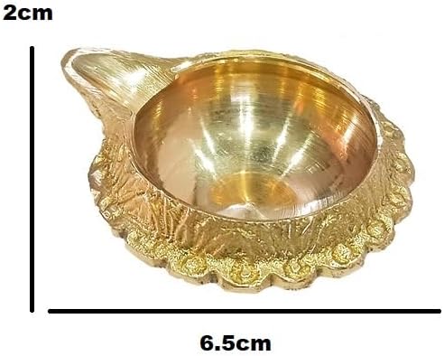 athizay Brass Diyas Pack of 2 for Pooja Virgin Brass Indian Diya Set Oil lamp Sets for Gifting Home Decor Vilakku (Kuber Diya Set 2)