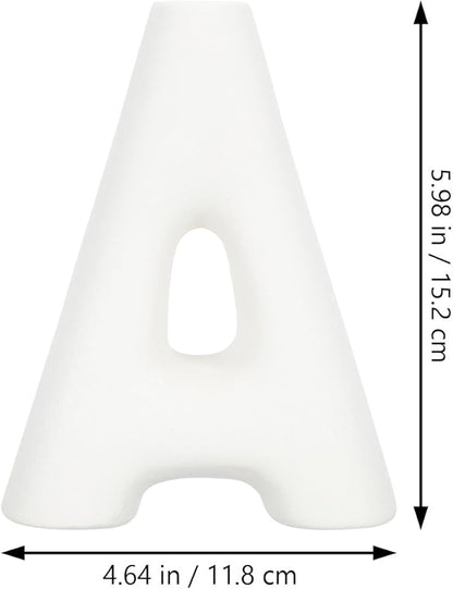 Ceramic Letter a Vase Small Matte White Porcelain Decorative Flower Vase Home Table Decor Retro Style Desktop Accent for Living Room Office