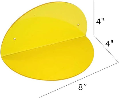 ROYALITA Small Acrylic Shelves Room Decor Floating Shelves (2-Pack, 8-inch Diameter) - Wall Mounted Display Stand for Plants, Toys, Makeup, and More - Ideal for Home and Office, Yellow