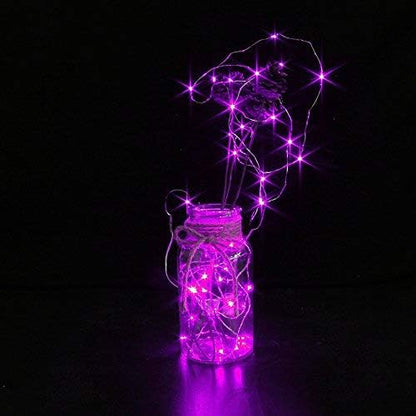 CYLAPEX 6 Pack Purple Fairy Lights String Battery Operated Fairy Lights Firefly Lights LED Starry String Lights 7ft 20 LEDs Silvery Copper Wire for Christmas DIY Decoration Costume Wedding Party