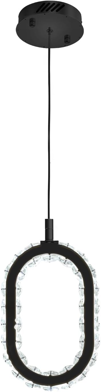 Black 1 Ring Pendant Lights Kitchen Island Single Head Crystal Chandeliers Foyer Entrance Modern LED Dimmable Chandeliers