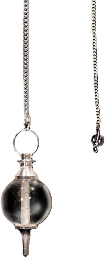 L PEDRA & CRYSTAL Crystal Ball Pendulum – Polished Gemstone Sphere with Chain for Dowsing, Divination, or Decor | Ball-Shaped Crystal Pendant for Energy Work & Display (Crystal Quartz Ball Pendulum)