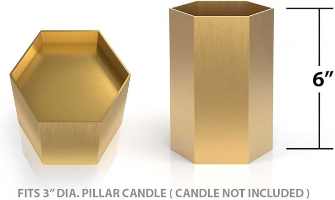 Pilgrim Home and Hearth Luxury Brass Hexagon Candle Holder 6 inchs Tall