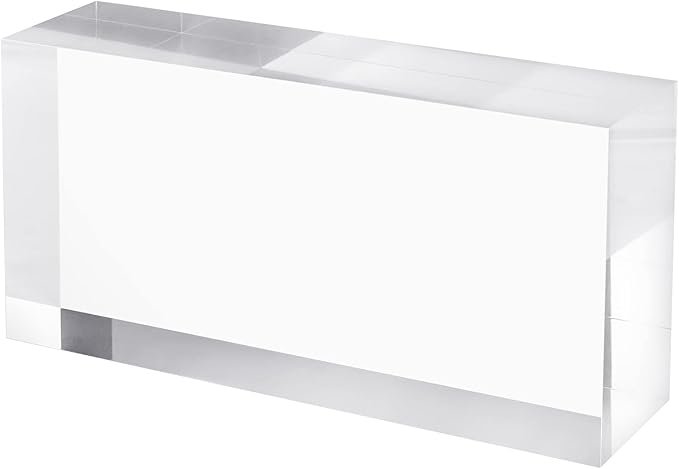CiaoHER 2in Thickness Solid Acrylic Cube Display Block Clear Polished Pedestal Stand Riser Solid Base 2" x 4" x 8", 1 Pack