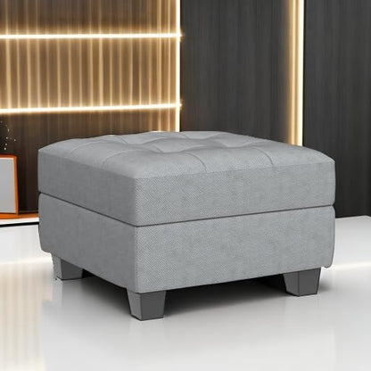 Belffin Ottoman Module with Storage for Modular Sofa Sectional Couch Cube Seat Square Storage Ottoman Footrest Modern Fabric Light Grey