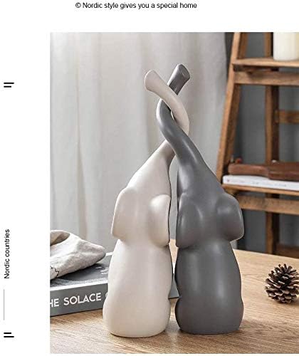 Creative Decoration Home Decor Animal Ornament Ceramics Crafts Art Figurines (Twin Elephant)