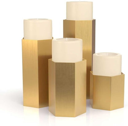 Pilgrim Home and Hearth Luxury Brass Hexagon Candle Holder 10 inch Tall