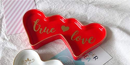Stephanie Imports Ceramic Trinket Plate and Decorative Jewelry Dish (True Love)