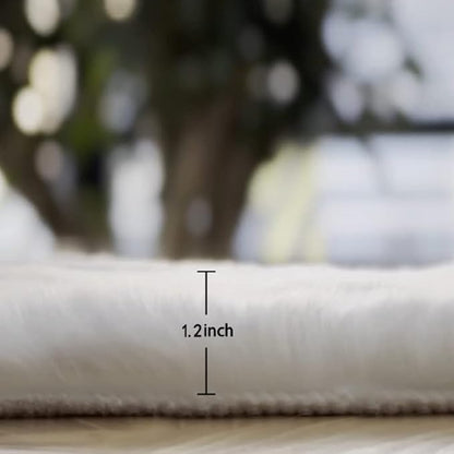 White Fluffy Faux Rabbit Fuzzy Fur Rug for Living Room Machine Washable Shaggy 2x8 Runner Rug for Bedroom Nursery Rectangle Rugs