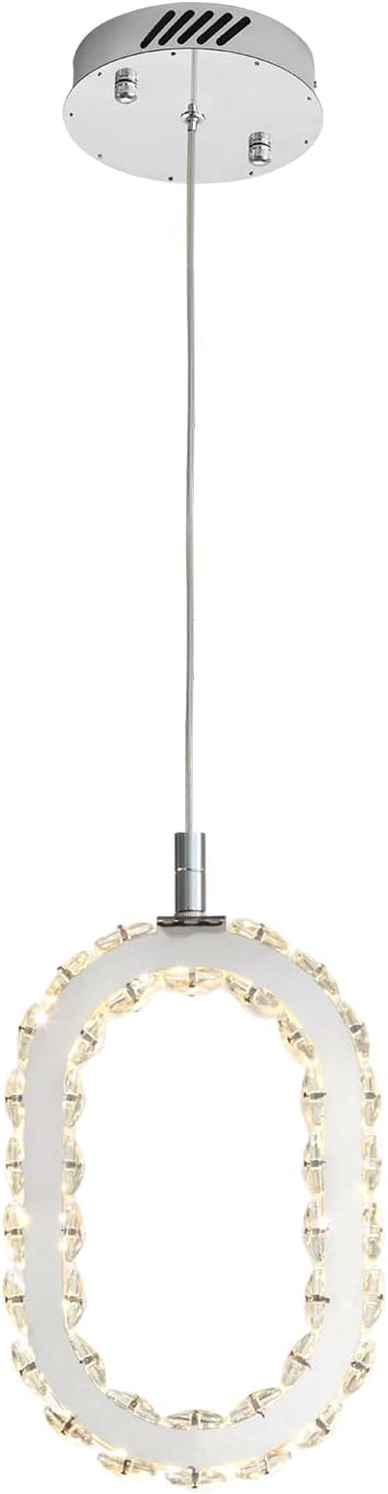 Chrome 1 Ring Pendant Lights Kitchen Island Single Head Crystal Chandeliers Foyer Entrance Modern LED Dimmable Chandeliers