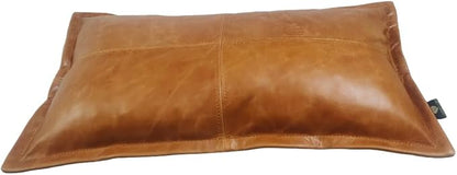 100% Lambskin Leather Pillow Cover - Sofa Cushion Case - Decorative Throw Covers for Living Room & Bedroom, 18X26 Inch - Light Brown Crunch Box Pack of 2