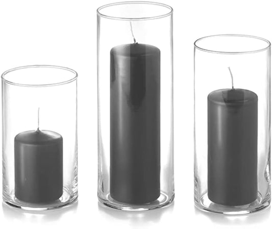 Yummi Set of 36 Slim Pillar & Cylinder Candles – Gray