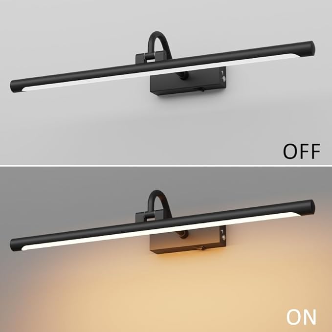 Aipsun 23.6" Black Picture Lights for Wall Rechargeable,12000mAh Battery Operated Art Light for Paintings,3CCT Dimmable, Rotatable Gallery Light for Pictures Display