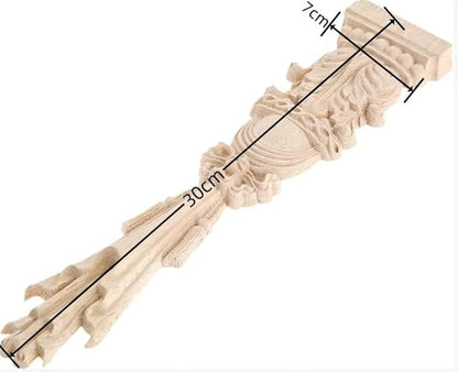 MUXSAM Wood Carved Appliques Onlays, 1-Pack Unpainted Carving Decals Mouldings Trim for Window Door Frame Rome Column Wall Mantel Dresser Fire Stove Surround Decor, 30x7cm/11.81"x2.76"