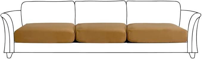 HOOBUY Waterproof Couch Cushion Cover 3Pieces Stretch Sofa Slipcovers Furniture Protector with Elastic Suitable for 3 Seater Sofa (3, Camel)