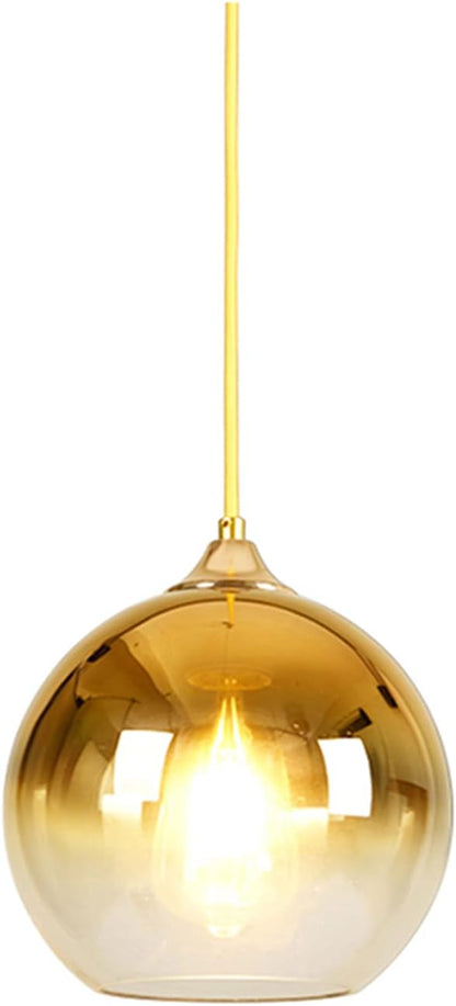 Gradient Gold Glass Globe Pendant Light,Spherical Glass Hanging Light Fixtures Island Ceiling Lamp (11.8'')