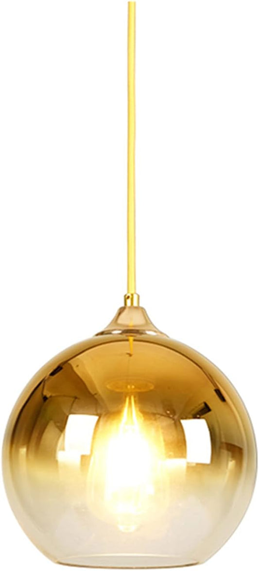Gradient Gold Glass Globe Pendant Light,Spherical Glass Hanging Light Fixtures Island Ceiling Lamp (9.8'')