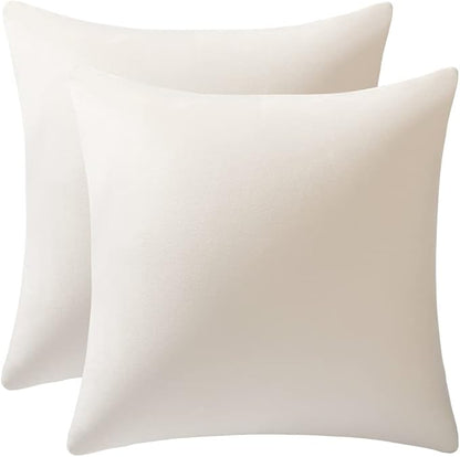 Couch Pillow Covers 16x16 Cream: 2 Pack Cozy Soft Velvet Square Throw Pillow Cases for Farmhouse Home Decor