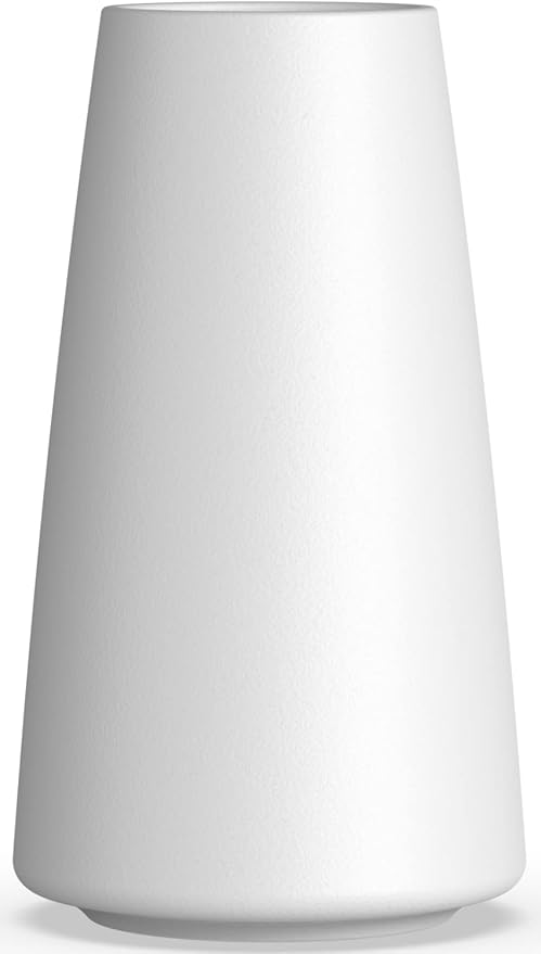 Premium Quality White Ceramic Vase | Modern Farmhouse bohemian Pampas Grass Flowers Bouquet for Home Décor, Desk Aesthetic Room Decor, White