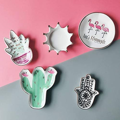 Stephanie Imports Let's Flamingle - Ceramic Trinket Plate and Decorative Jewelry Dish