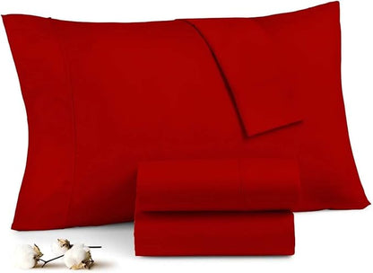 Upgrade Your Bedding Experience with The Made of 100% Cotton Pillow Cases 2 Pack Queen Pillowcases 20" x 30" Size fits Queen Pillows. Envelope Closure Red