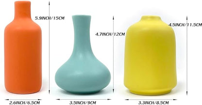 Ceramic Colorful Flower Vase for Home Desk Bookshelf Decor Modern Farmhouses Tabletop Small Cute Vases,Set of 3