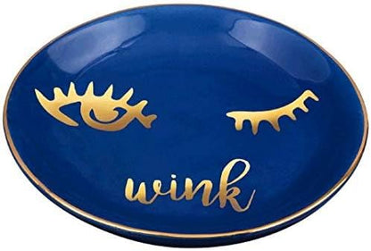 Stephanie Imports Wink Ceramic Trinket Plate and Decorative Jewelry Dish