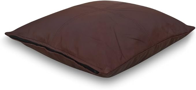 Genuine Lamb Leather Cushion Pillow Cover - Luxury Leather Pillow Case - Modern, Boho, Farmhouse Home Decor - Bedroom Couch, Living Room, Sofa Bed (Brown, 18" x 18")