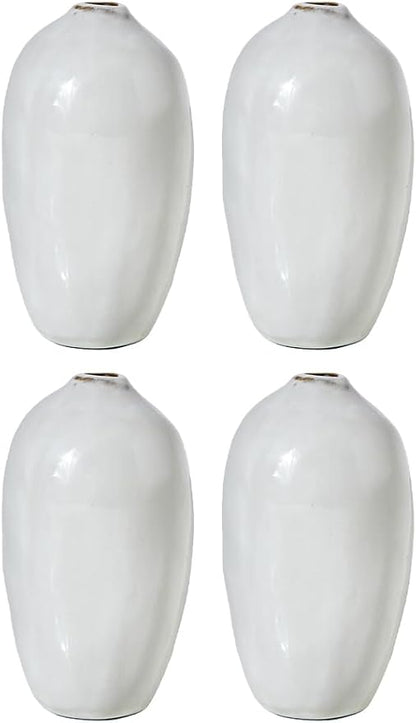 Serene Spaces Living Free-Form Glazed Ceramic Bud Vase, Set of 4- Centerpiece for Vintage Weddings, Events, Measures 5.5" Tall and 2.75" Diameter