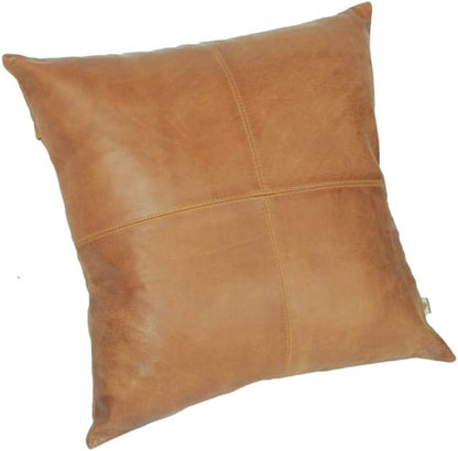 LL LEATHER LOVERS Lambskin Leather Pillow Cover - Sofa Cushion Case - Decorative Throw Covers for Living Room & Bedroom, 20x20 Inches - Gold Beige Plain (01) Pack of 1